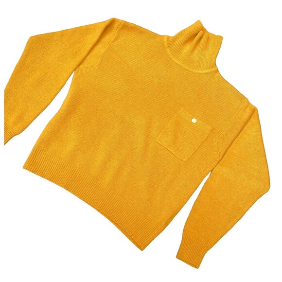 Vintage Mustard Yellow Lambswool Angora Turtleneck Sweater Size P/M 80s 90s - Picture 4 of 10